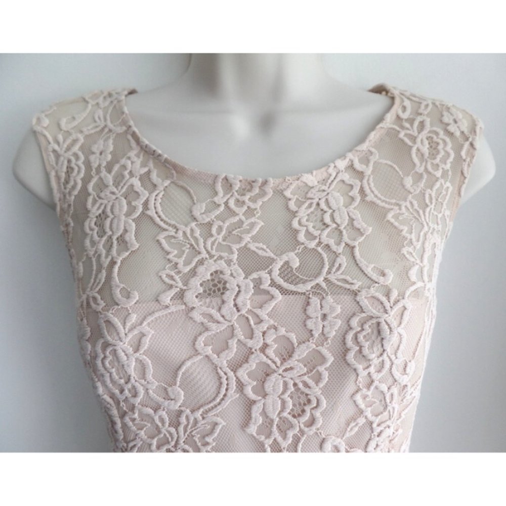 ZARA WOMAN Nude Lace Sleeveless Dress, sz S - Picture 7 of 10